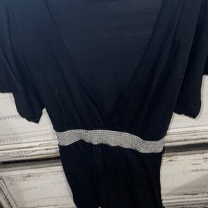 Agaci black blouse with black and white band size large never worn cute